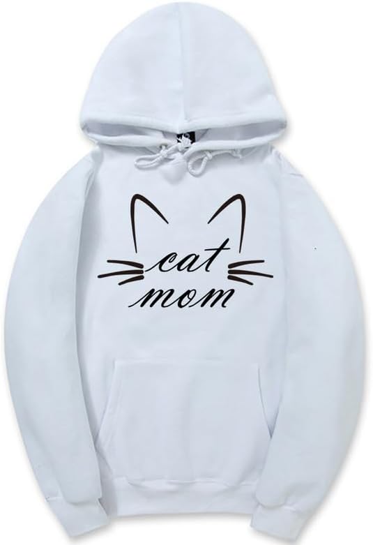 CORIRESHA Funny Cat Face Hoodie Long Sleeve Drawstring Kangaroo Pocket Cute Sweatshirt