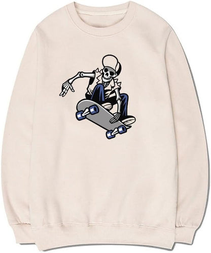 CORIRESHA Skateboard Skeleton Sweatshirt Crewneck Long Sleeve Gothic Y2k Aesthetic Pullover