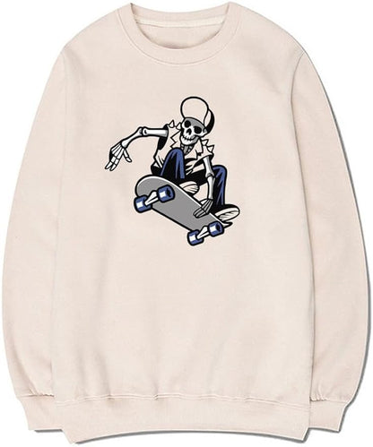 CORIRESHA Skateboard Skeleton Sweatshirt Crewneck Long Sleeve Gothic Y2k Aesthetic Pullover