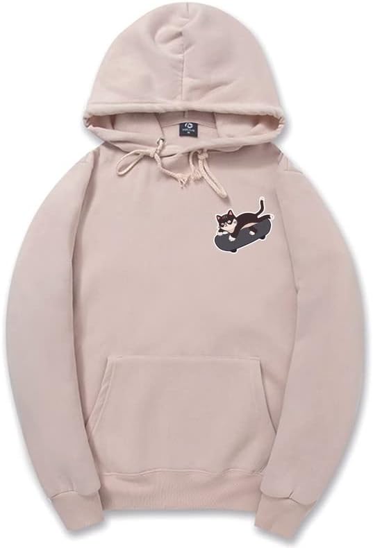 CORIRESHA Adolescentes Linda Sudadera con Capucha Monopatín Gato Casual Manga Larga Básica Sólida Sudadera