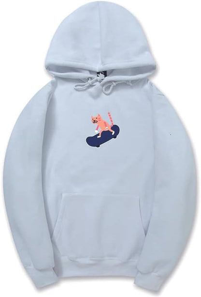 CORIRESHA Sudadera con capucha de algodón suave con diseño de gato de dibujos animados para adolescentes