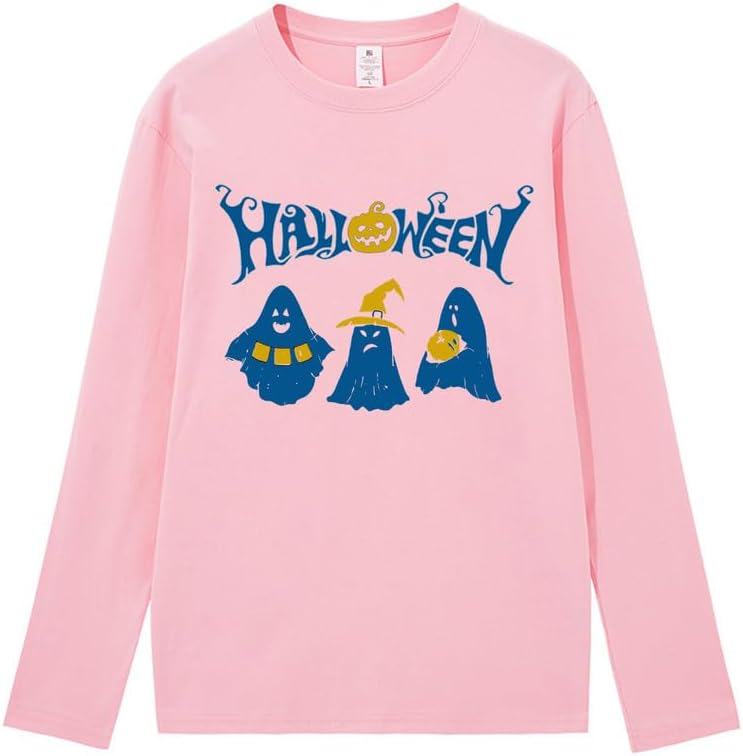 CORIRESHA Teen Ghost Camiseta Cuello Redondo Manga Larga Algodón Harajuku Halloween Tops