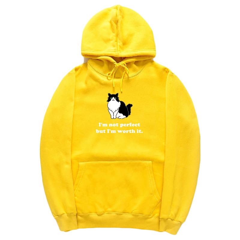 CORIRESHA Sudadera unisex con capucha de gato lindo casual de manga larga con cordón de algodón personalizada
