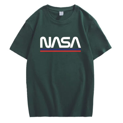 CORIRESHA Camiseta básica de algodón de manga corta con cuello redondo y estampado de letras de la NASA para adolescentes