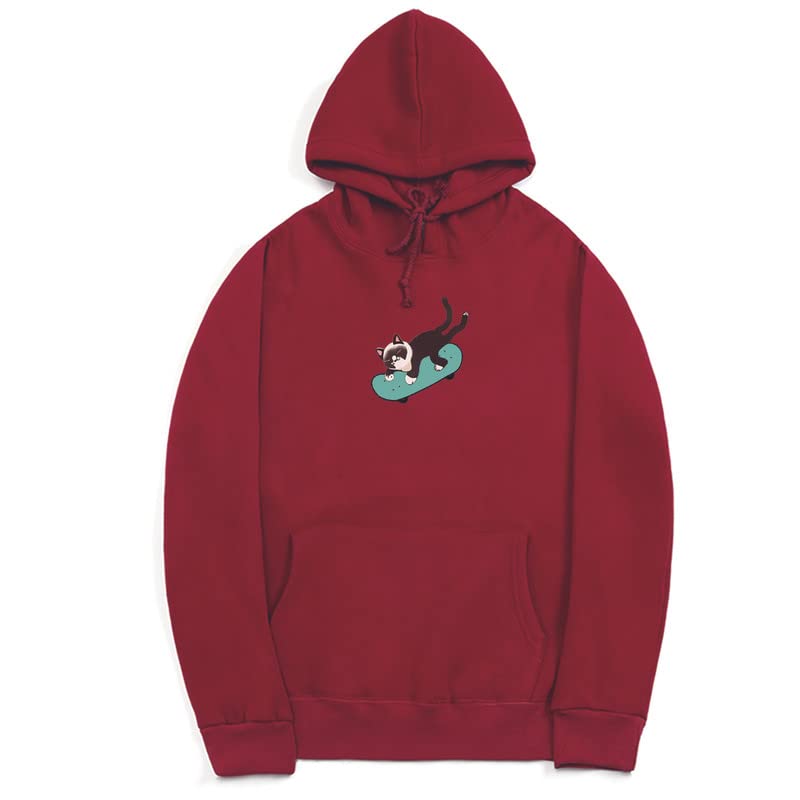 CORIRESHA Sudadera unisex divertida con diseño de gato y monopatín, de manga larga, suave y acogedora, a la moda