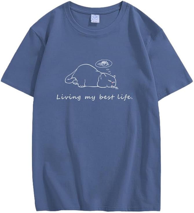CORIRESHA Camisetas unisex con cuello redondo y manga corta con letras lindas