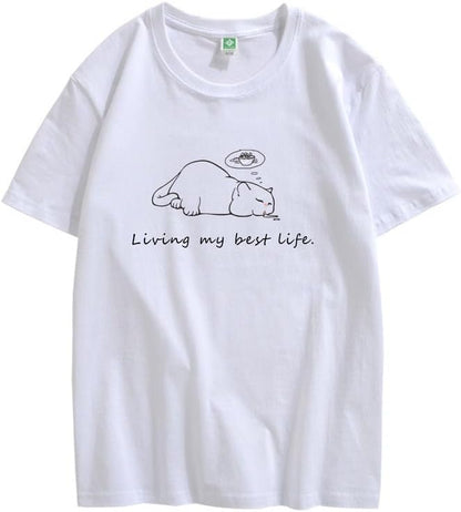 CORIRESHA Camisetas unisex con cuello redondo y manga corta con letras lindas