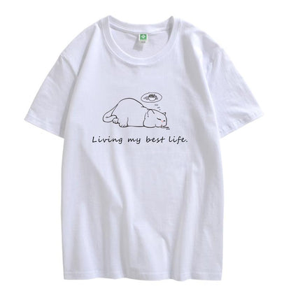CORIRESHA Camisetas unisex con cuello redondo y manga corta con letras lindas