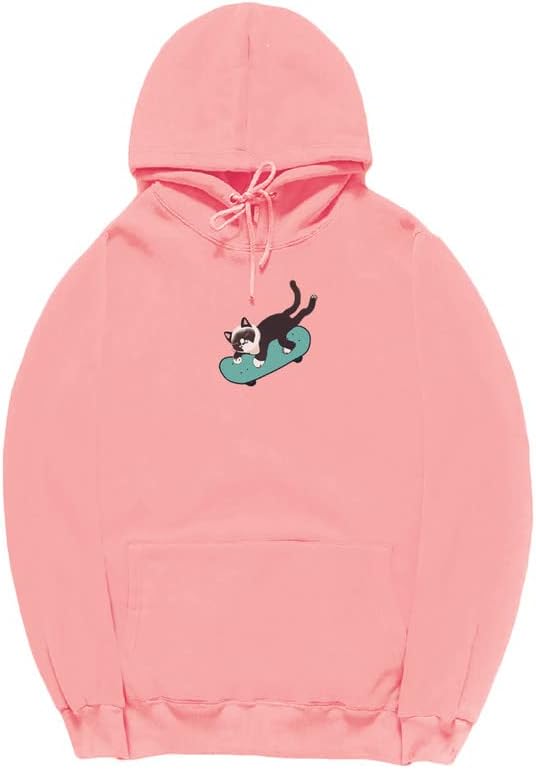 CORIRESHA Sudadera unisex divertida con diseño de gato y monopatín, de manga larga, suave y acogedora, a la moda