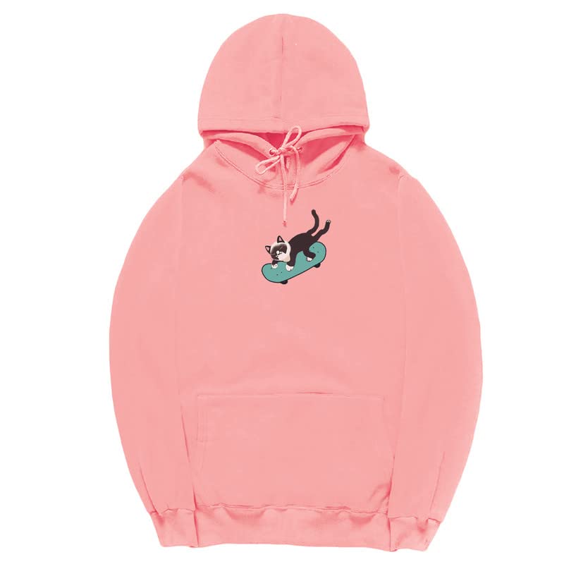 CORIRESHA Sudadera unisex divertida con diseño de gato y monopatín, de manga larga, suave y acogedora, a la moda