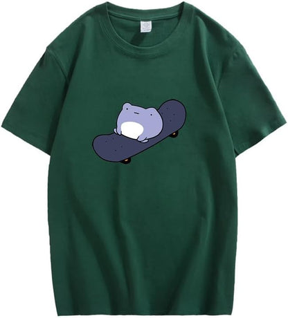 CORIRESHA Camiseta básica de verano con cuello redondo y manga corta para mujer