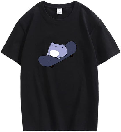 CORIRESHA Camiseta básica de verano con cuello redondo y manga corta para mujer