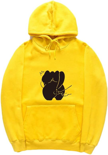 CORIRESHA Funny Cat Long Sleeve Drawstring Kangaroo Pocket Cotton Hoodie Sweatshirt