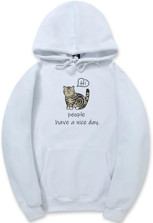 CORIRESHA Teen's Cute Cat Hoodie Casual Long Sleeve Drawstring Cotton Letters Sweatshirt