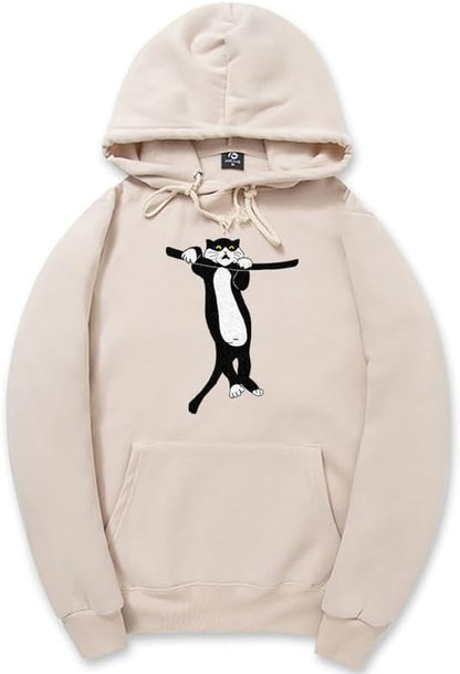 CORIRESHA Unisex Cat Lovers Hoodie Long Sleeve Drawstring Pocket Cotton Cute Sweatshirt