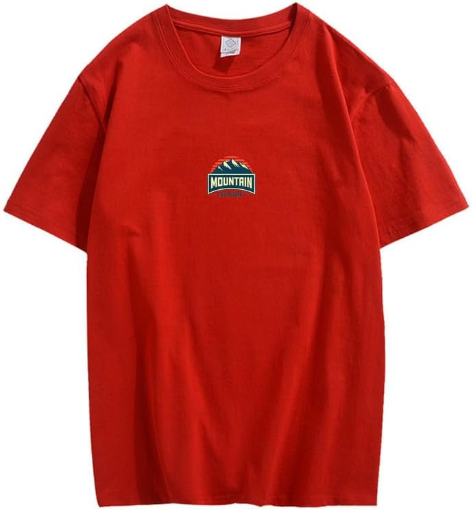 CORIRESHA Camiseta unisex de algodón holgada de manga corta con cuello redondo y gráfico de montaña retro