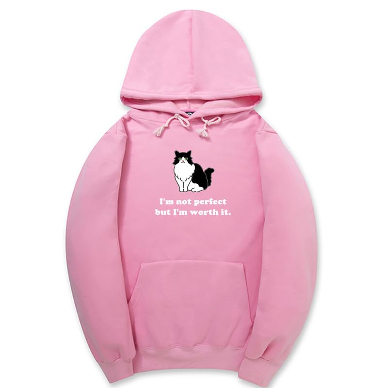 CORIRESHA Sudadera unisex con capucha de gato lindo casual de manga larga con cordón de algodón personalizada