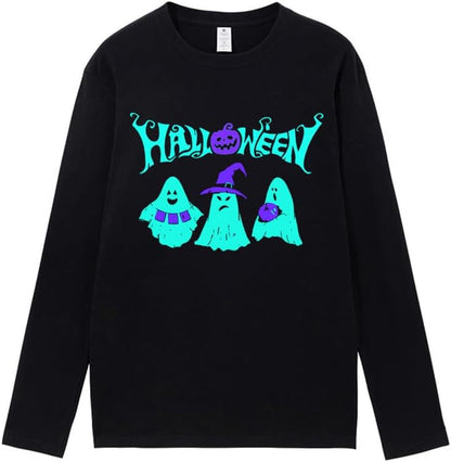 CORIRESHA Teen Ghost Camiseta Cuello Redondo Manga Larga Algodón Harajuku Halloween Tops