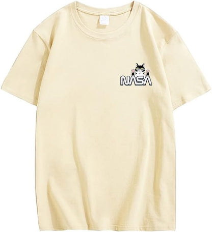 CORIRESHA Camiseta unisex de la NASA casual verano cuello redondo manga corta lindo gato Top