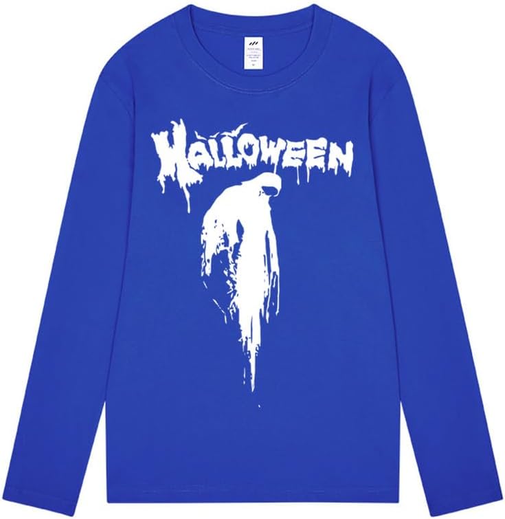 CORIRESHA Halloween Blood Crewneck Long Sleeve Gothic Unisex Scary T-Shirt