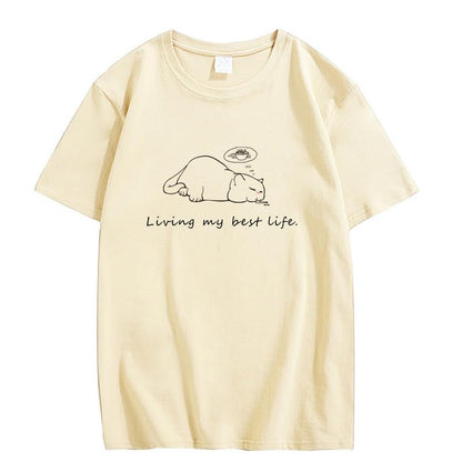 CORIRESHA Camisetas unisex con cuello redondo y manga corta con letras lindas