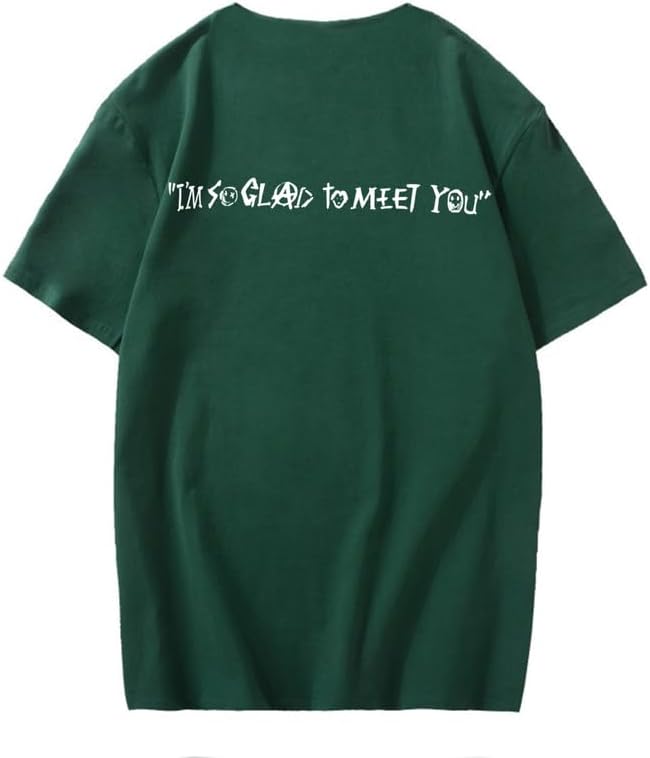 CORIRESHA Camiseta holgada de verano de manga corta con cuello redondo y estampado de letras en la espalda unisex