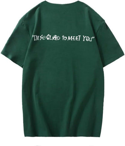 CORIRESHA Camiseta holgada de verano de manga corta con cuello redondo y estampado de letras en la espalda unisex