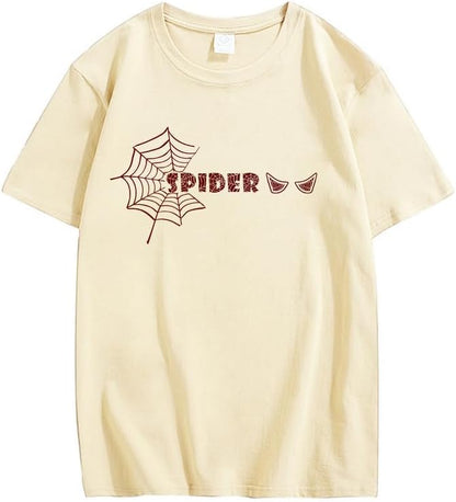 CORIRESHA Y2K Spider Web Camiseta cuello redondo manga corta casual Halloween ropa