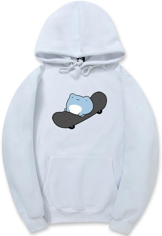 CORIRESHA Sudadera con capucha de rana linda adolescente de manga larga con cordón de algodón para monopatín
