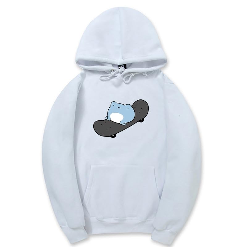 CORIRESHA Sudadera con capucha de rana linda adolescente de manga larga con cordón de algodón para monopatín
