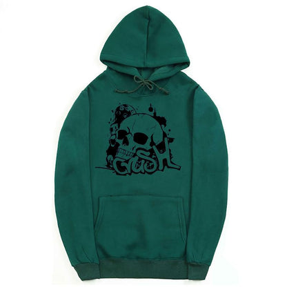 CORIRESHA Sudadera unisex con capucha de calavera de manga larga con cordón y bolsillo canguro Y2K para Halloween