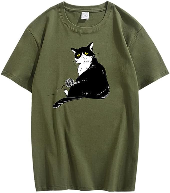 CORIRESHA Camiseta holgada de algodón con cuello redondo y manga corta para adolescente
