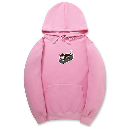 CORIRESHA Adolescente Kawaii Sudadera con capucha Skateboard Cat Casual Sudadera de algodón de manga larga