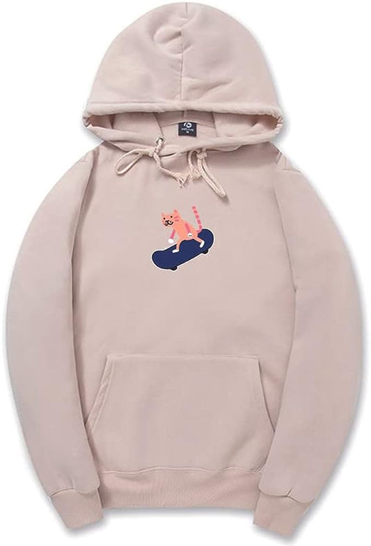 CORIRESHA Sudadera con capucha de algodón suave con diseño de gato de dibujos animados para adolescentes