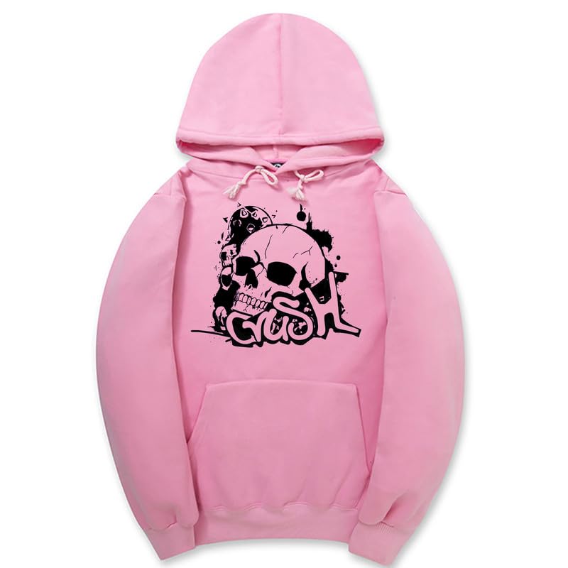 CORIRESHA Sudadera unisex con capucha de calavera de manga larga con cordón y bolsillo canguro Y2K para Halloween