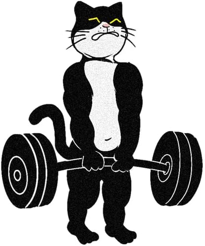 CORIRESHA Unisex Weightlifting Cat Sweatshirt Crewneck Long Sleeve Casual Fall Pullover