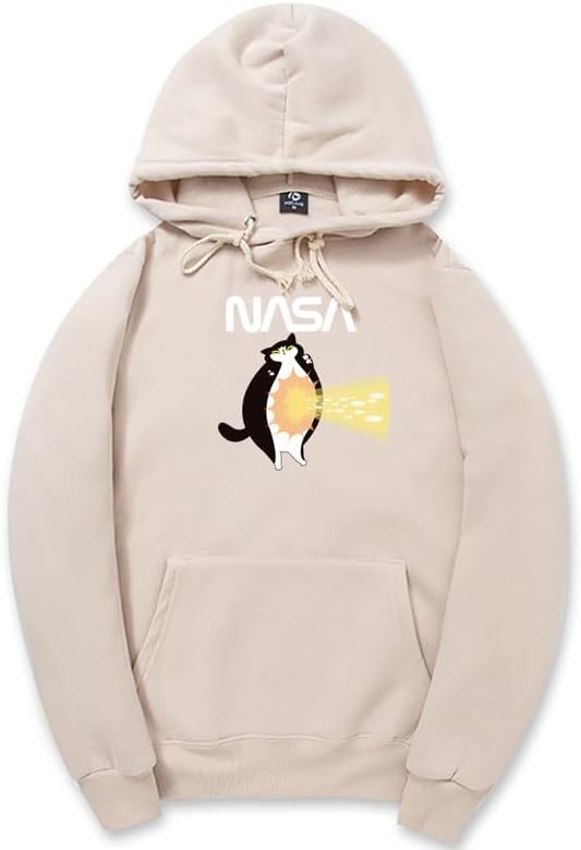 CORIRESHA Teen Cat Lover Hoodie Long Sleeve Drawstring Kangaroo Pocket NASA Sweatshirt