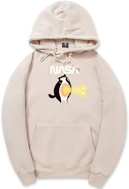 CORIRESHA Teen Cat Lover Hoodie Long Sleeve Drawstring Kangaroo Pocket NASA Sweatshirt