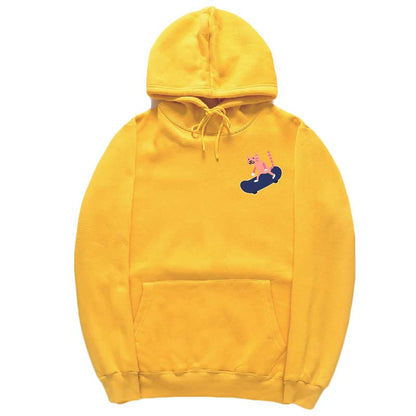 CORIRESHA Adolescentes Divertido Skateboarding Gato Patrón Casual Manga Larga Básica Sudadera con capucha