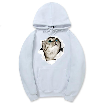 CORIRESHA Adolescente Lindo Gato Sudadera con capucha Casual Manga Larga Cordón Básico Algodón Sudadera