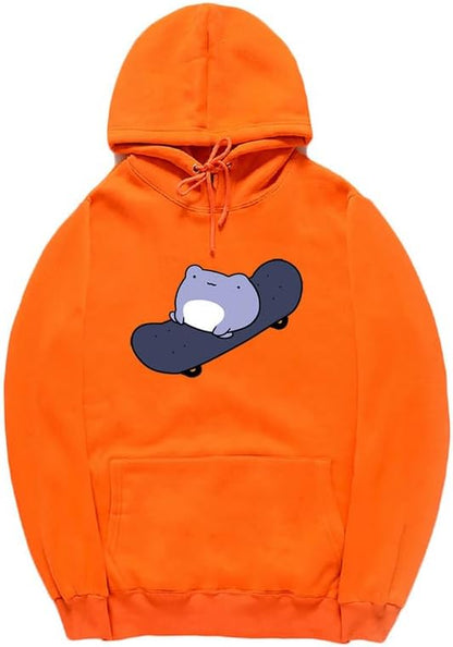 CORIRESHA Sudadera con capucha de rana linda para niñas adolescentes, manga larga, con cordón, para monopatín, Kawaii