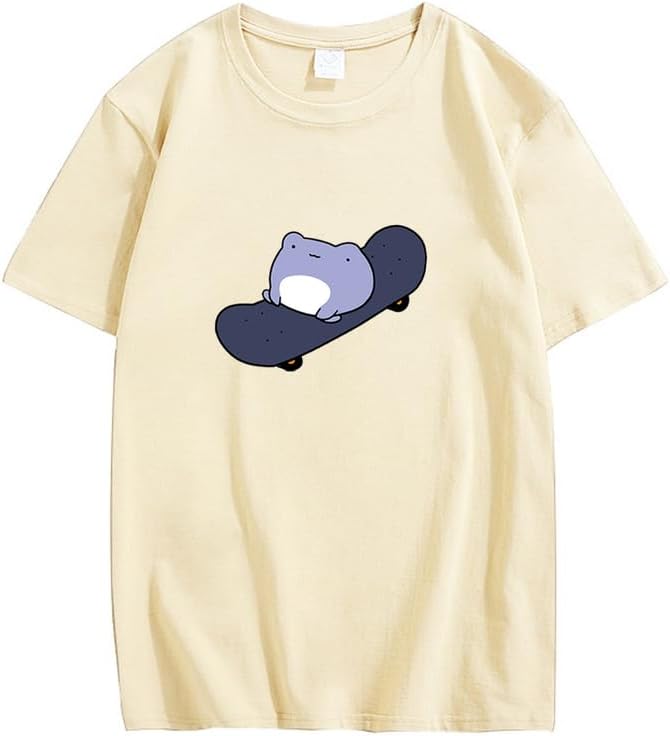 CORIRESHA Camiseta básica de verano con cuello redondo y manga corta para mujer