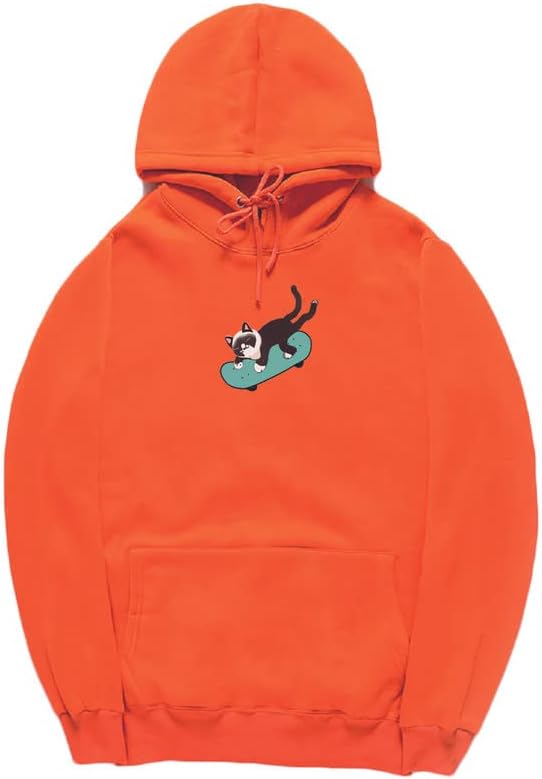CORIRESHA Sudadera unisex divertida con diseño de gato y monopatín, de manga larga, suave y acogedora, a la moda
