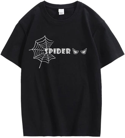 CORIRESHA Y2K Spider Web Camiseta cuello redondo manga corta casual Halloween ropa