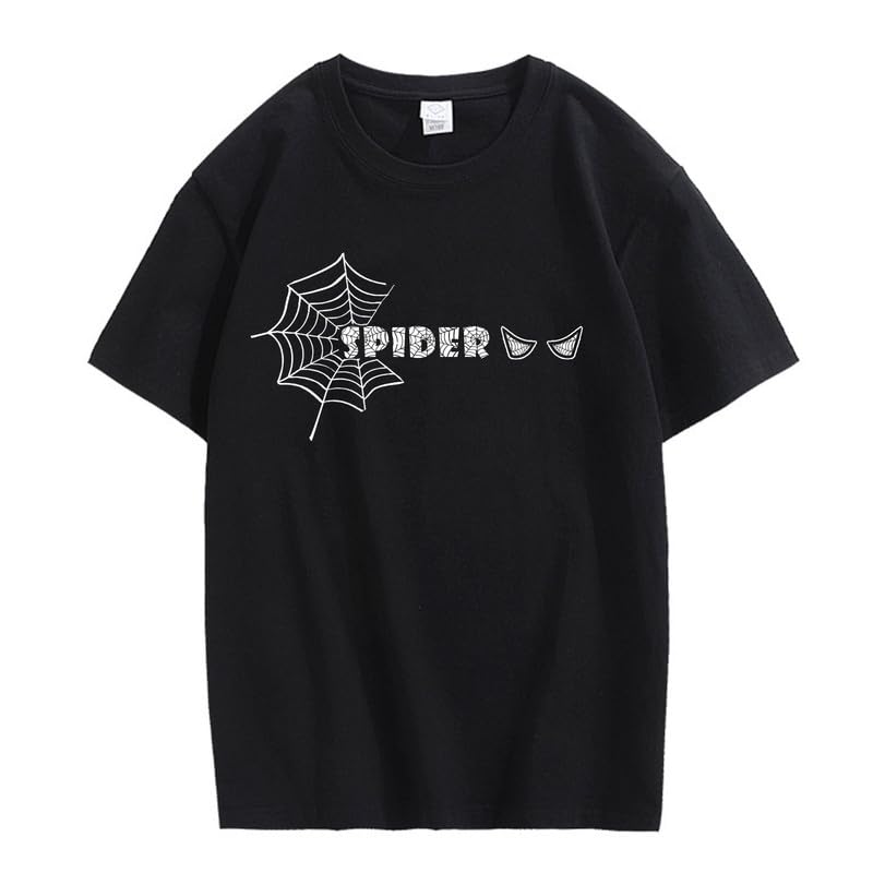 CORIRESHA Y2K Spider Web Camiseta cuello redondo manga corta casual Halloween ropa