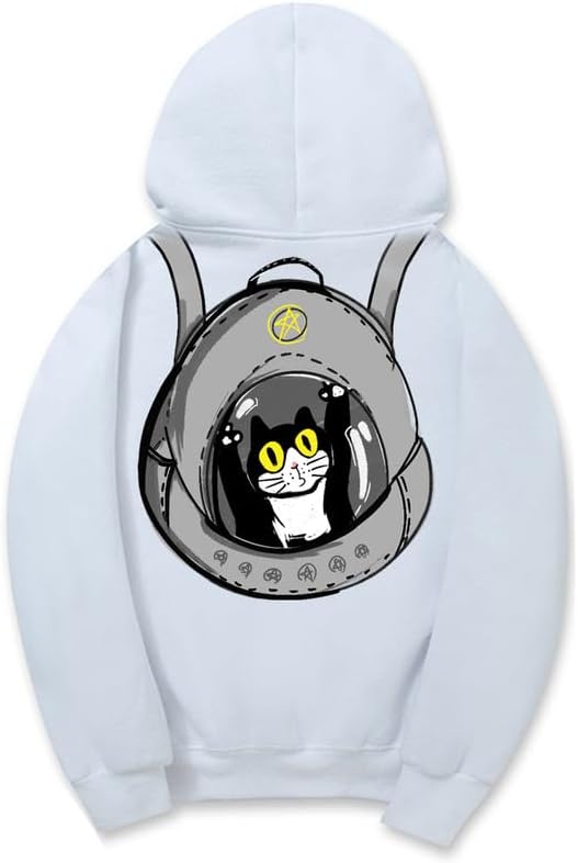 CORIRESHA Adolescentes Amantes de los Gatos Sudadera con capucha Casual Manga Larga Cordón Algodón Lindo Sudadera