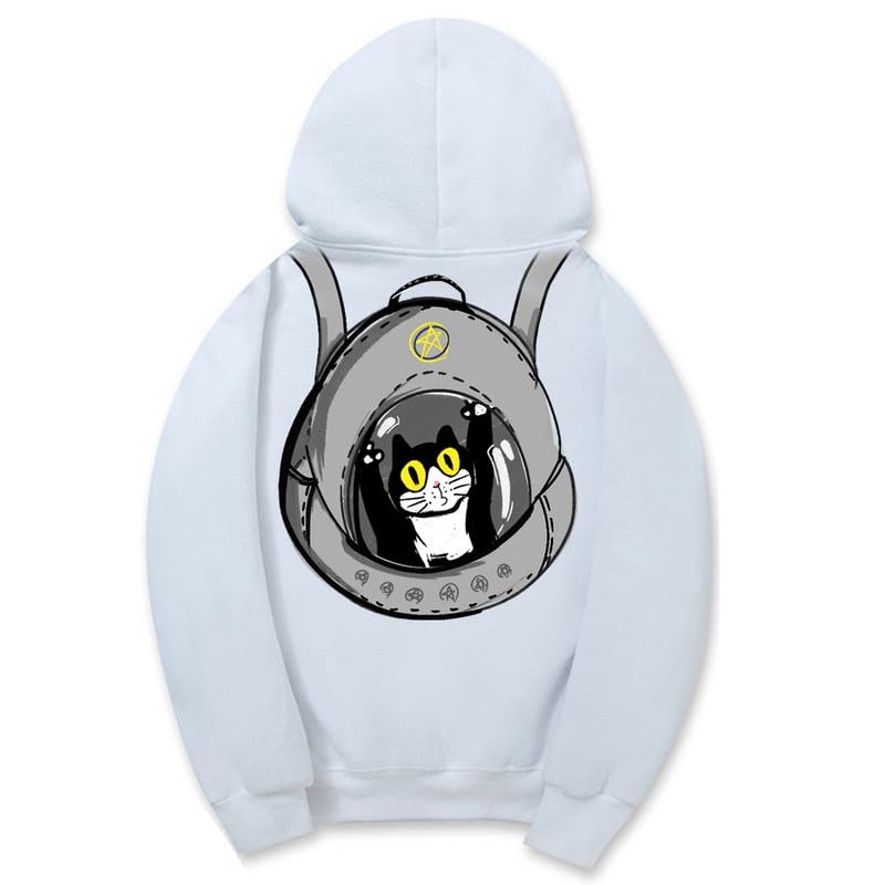 CORIRESHA Adolescentes Amantes de los Gatos Sudadera con capucha Casual Manga Larga Cordón Algodón Lindo Sudadera