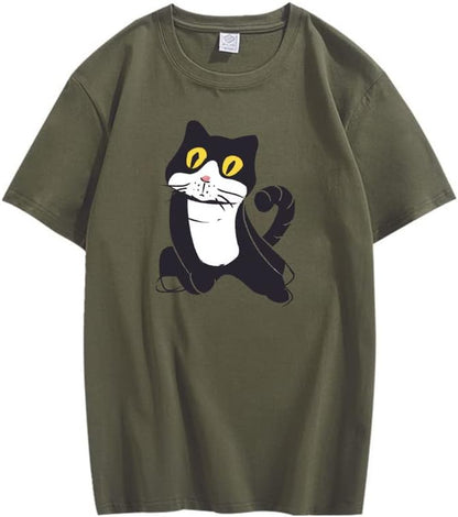 CORIRESHA Camiseta de gato lindo casual cuello redondo manga corta verano básico algodón tops