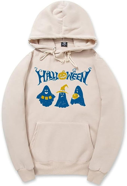 CORIRESHA Sudadera con capucha de fantasma de Halloween, sudadera gótica Harajuku de manga larga con bolsillo con cordón, unisex