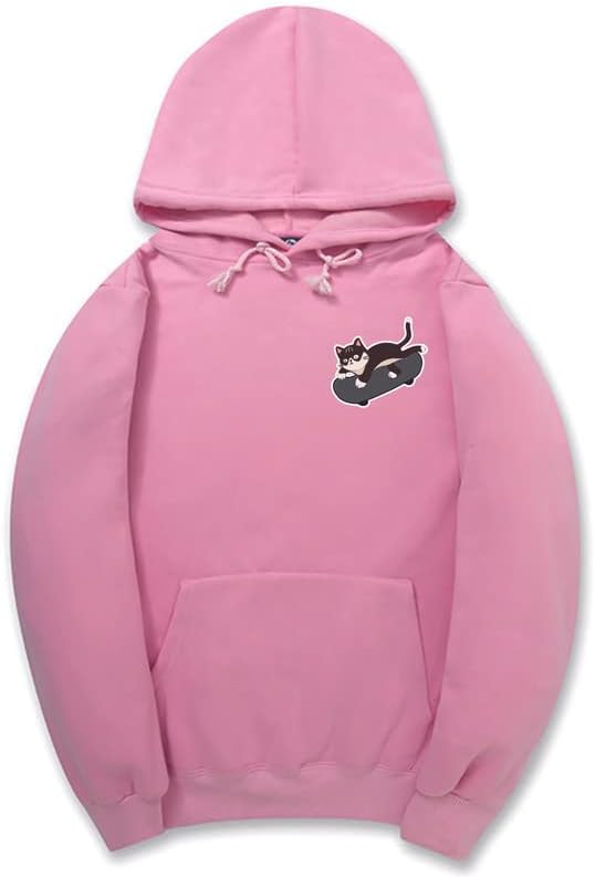 CORIRESHA Adolescentes Linda Sudadera con Capucha Monopatín Gato Casual Manga Larga Básica Sólida Sudadera